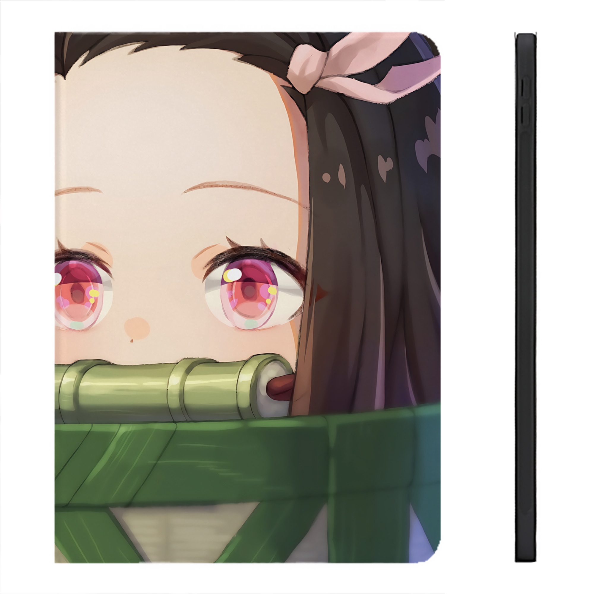 （画像用） 鬼滅の刃（きめつのやいば）竈門 禰󠄀豆子／かまど ねずこ Kamado Nezuko IPadケース ペンホルダー付き ブックスタイルデザイン